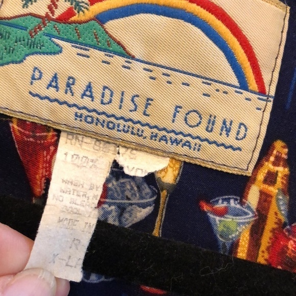 Men’s Paradise Found Vintage Vacation Tropical Mixed Drink Graphic Button Down - Picture 9 of 9
